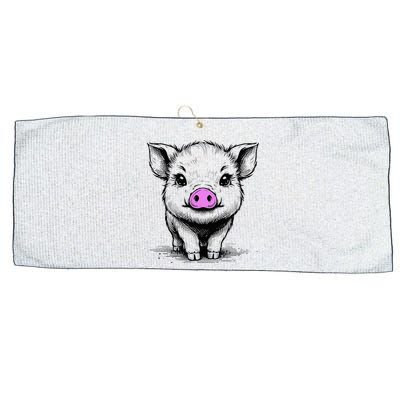 Cute Pig With Nose Drawing Large Microfiber Waffle Golf Towel