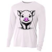 Cute Pig With Nose Drawing Cooling Performance Long Sleeve Crew