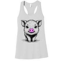 Cute Pig With Nose Drawing Women's Racerback Tank