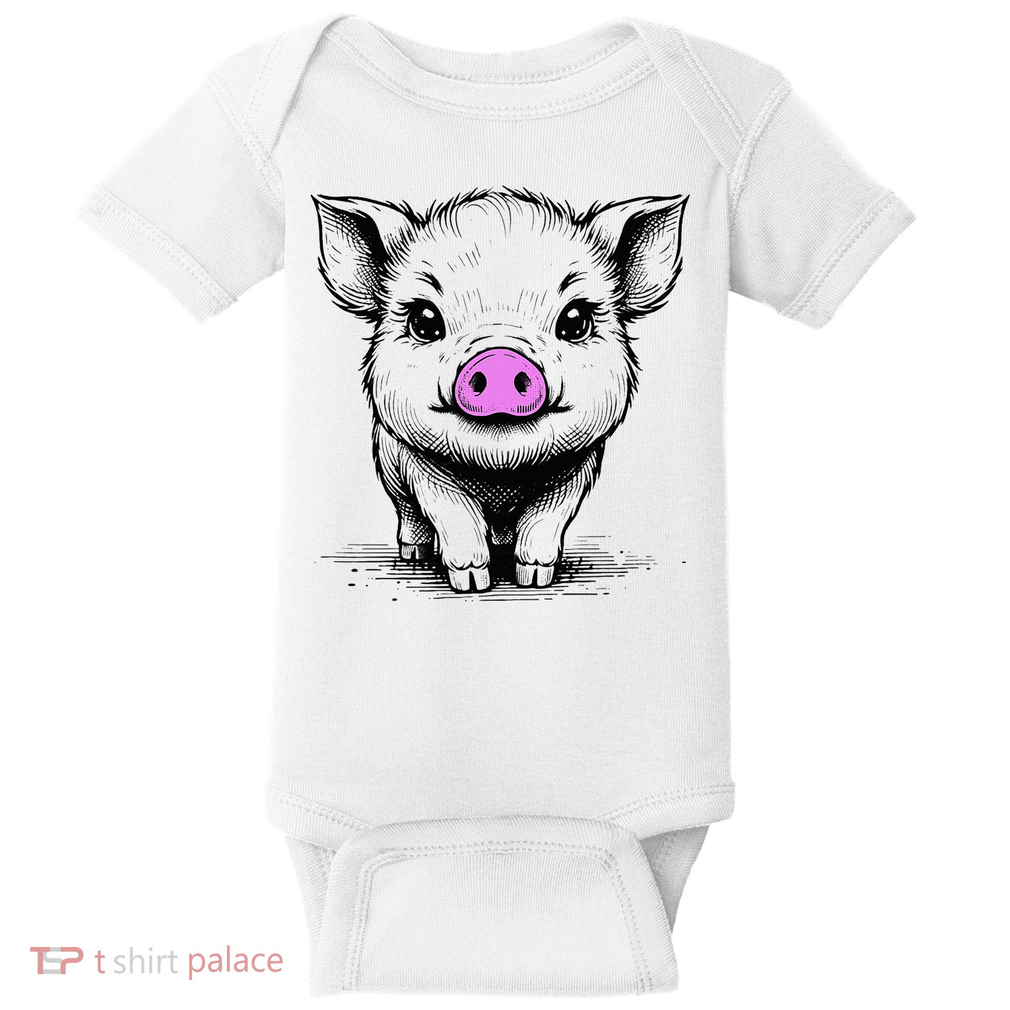 Cute Pig With Nose Drawing Baby Bodysuit