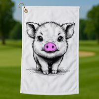 Cute Pig With Nose Drawing Golf Towel