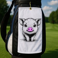 Cute Pig With Nose Drawing Golf Towel