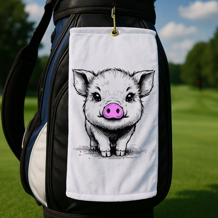 Cute Pig With Nose Drawing Golf Towel