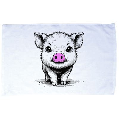 Cute Pig With Nose Drawing Microfiber Hand Towel