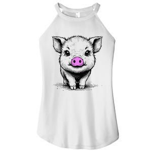 Cute Pig With Nose Drawing Women's Perfect Tri Rocker Tank