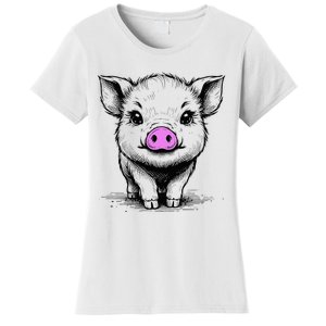 Cute Pig With Nose Drawing Women's T-Shirt