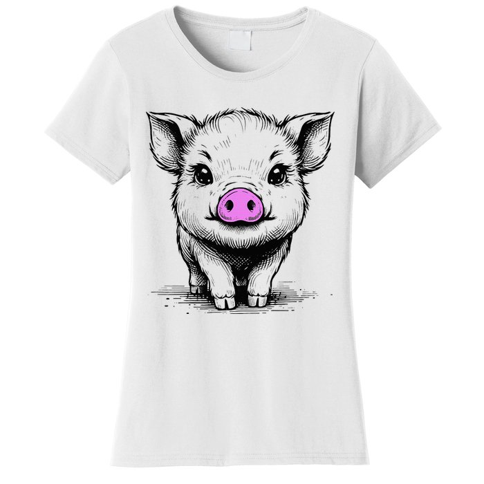 Cute Pig With Nose Drawing Women's T-Shirt