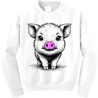 Cute Pig With Nose Drawing Kids Sweatshirt