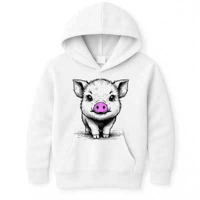 Cute Pig With Nose Drawing Kids Hoodie