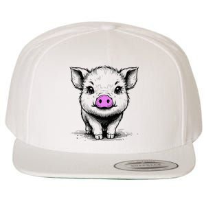 Cute Pig With Nose Drawing Wool Snapback Cap