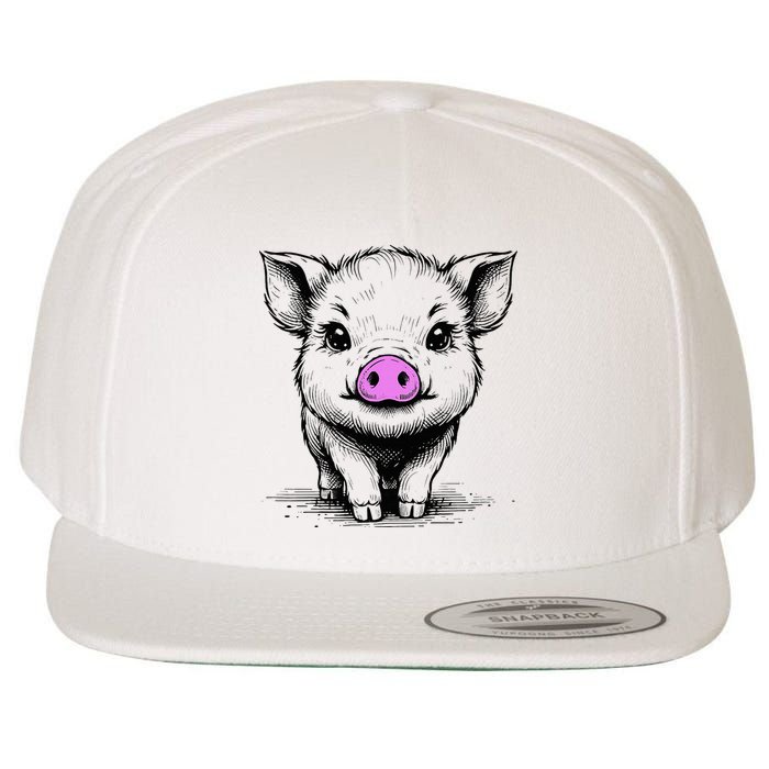 Cute Pig With Nose Drawing Wool Snapback Cap