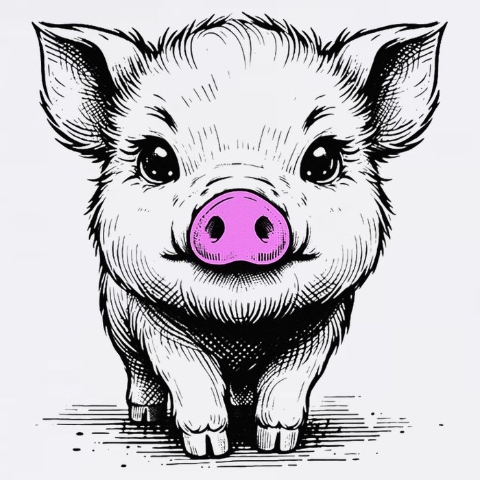 Cute Pig With Nose Drawing Wool Snapback Cap