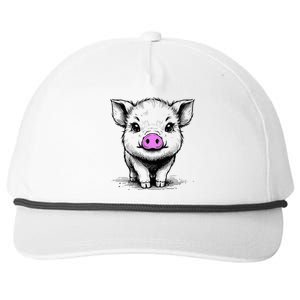 Cute Pig With Nose Drawing Snapback Five-Panel Rope Hat