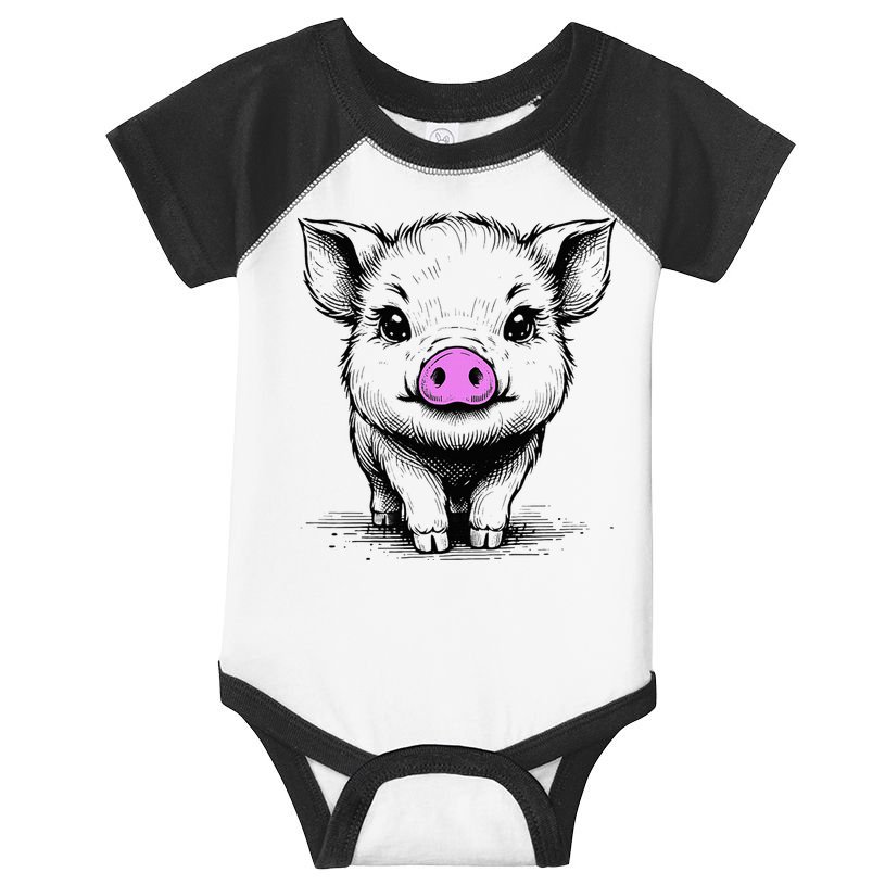 Cute Pig With Nose Drawing Infant Baby Jersey Bodysuit