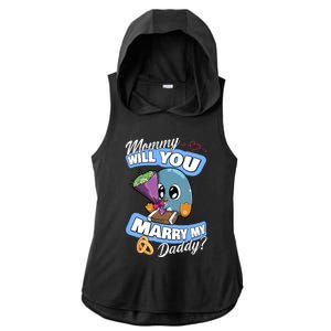 Cute Penguin Wedding Offer Mommy Will You Marry My Daddy Gift Ladies PosiCharge Tri-Blend Wicking Draft Hoodie Tank