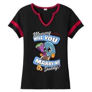 Cute Penguin Wedding Offer Mommy Will You Marry My Daddy Gift Ladies Halftime Notch Neck Tee