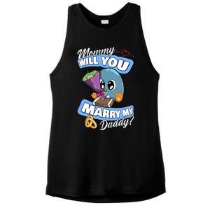 Cute Penguin Wedding Offer Mommy Will You Marry My Daddy Gift Ladies PosiCharge Tri-Blend Wicking Tank