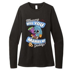 Cute Penguin Wedding Offer Mommy Will You Marry My Daddy Gift Womens CVC Long Sleeve Shirt