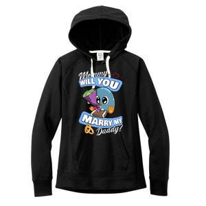 Cute Penguin Wedding Offer Mommy Will You Marry My Daddy Gift Women's Fleece Hoodie