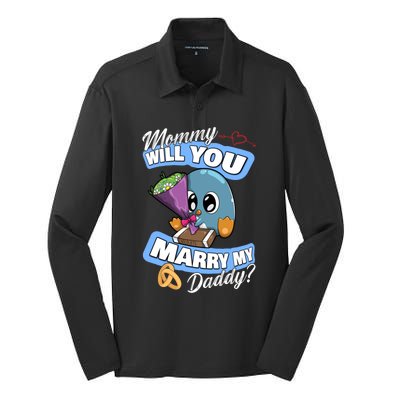 Cute Penguin Wedding Offer Mommy Will You Marry My Daddy Gift Silk Touch Performance Long Sleeve Polo