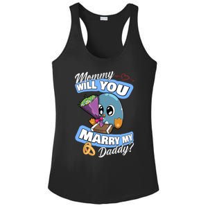 Cute Penguin Wedding Offer Mommy Will You Marry My Daddy Gift Ladies PosiCharge Competitor Racerback Tank