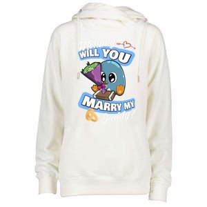 Cute Penguin Wedding Offer Mommy Will You Marry My Daddy Gift Womens Funnel Neck Pullover Hood