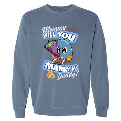 Cute Penguin Wedding Offer Mommy Will You Marry My Daddy Gift Garment-Dyed Sweatshirt