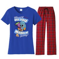 Cute Penguin Wedding Offer Mommy Will You Marry My Daddy Gift Women's Flannel Pajama Set