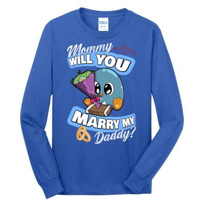 Cute Penguin Wedding Offer Mommy Will You Marry My Daddy Gift Tall Long Sleeve T-Shirt