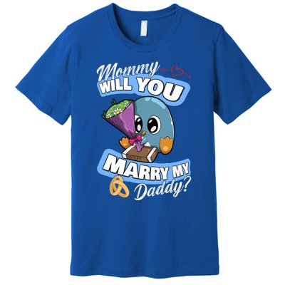 Cute Penguin Wedding Offer Mommy Will You Marry My Daddy Gift Premium T-Shirt