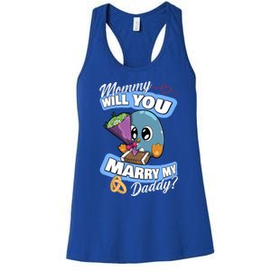 Cute Penguin Wedding Offer Mommy Will You Marry My Daddy Gift Women's Racerback Tank