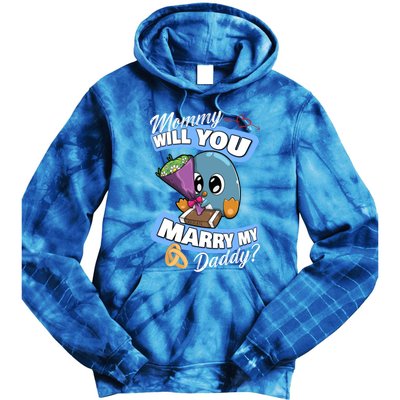 Cute Penguin Wedding Offer Mommy Will You Marry My Daddy Gift Tie Dye Hoodie