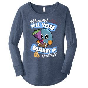 Cute Penguin Wedding Offer Mommy Will You Marry My Daddy Gift Women's Perfect Tri Tunic Long Sleeve Shirt