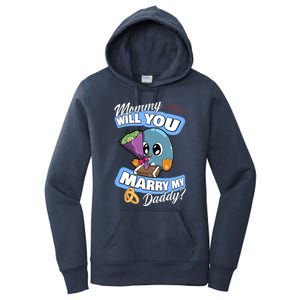 Cute Penguin Wedding Offer Mommy Will You Marry My Daddy Gift Women's Pullover Hoodie