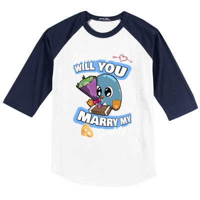 Cute Penguin Wedding Offer Mommy Will You Marry My Daddy Gift Baseball Sleeve Shirt