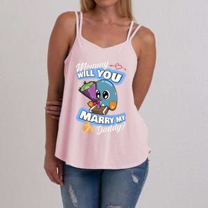 Cute Penguin Wedding Offer Mommy Will You Marry My Daddy Gift Women's Strappy Tank