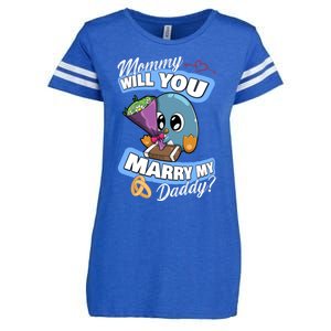 Cute Penguin Wedding Offer Mommy Will You Marry My Daddy Gift Enza Ladies Jersey Football T-Shirt