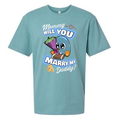 Cute Penguin Wedding Offer Mommy Will You Marry My Daddy Gift Sueded Cloud Jersey T-Shirt