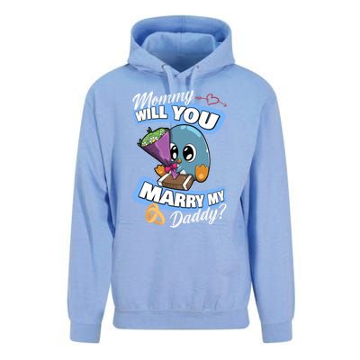 Cute Penguin Wedding Offer Mommy Will You Marry My Daddy Gift Unisex Surf Hoodie