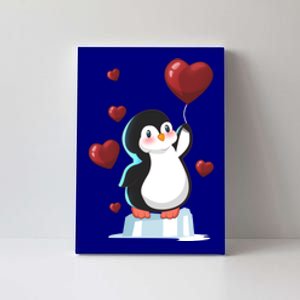 Cute Penguin With Heart Balloon Valentines Day Love Gift Canvas