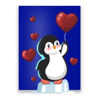 Cute Penguin With Heart Balloon Valentines Day Love Gift Poster