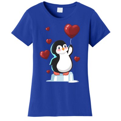 Cute Penguin With Heart Balloon Valentines Day Love Gift Women's T-Shirt