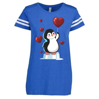 Cute Penguin With Heart Balloon Valentines Day Love Gift Enza Ladies Jersey Football T-Shirt