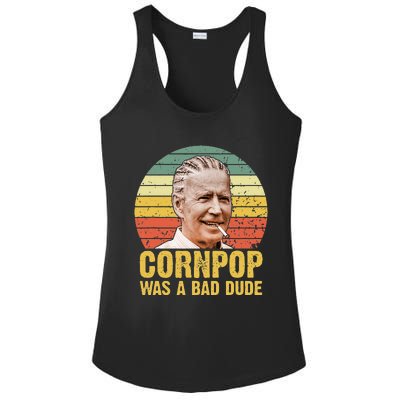 Corn Pop Was A Bad Dude Biden Funny Ladies PosiCharge Competitor Racerback Tank