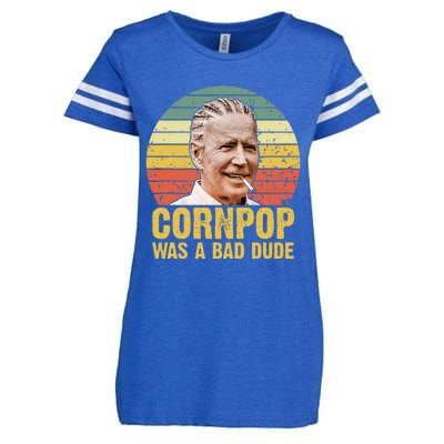 Corn Pop Was A Bad Dude Biden Funny Enza Ladies Jersey Football T-Shirt