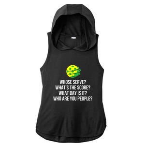 Cool Pickleball Whose Serve Whats The Score Funny Pickleballs Gift Ladies PosiCharge Tri-Blend Wicking Draft Hoodie Tank