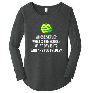 Cool Pickleball Whose Serve Whats The Score Funny Pickleballs Gift Women's Perfect Tri Tunic Long Sleeve Shirt