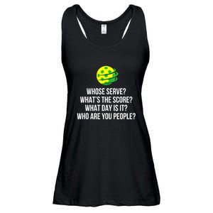 Cool Pickleball Whose Serve Whats The Score Funny Pickleballs Gift Ladies Essential Flowy Tank