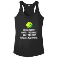 Cool Pickleball Whose Serve Whats The Score Funny Pickleballs Gift Ladies PosiCharge Competitor Racerback Tank