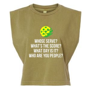 Cool Pickleball Whose Serve Whats The Score Funny Pickleballs Gift Garment-Dyed Women's Muscle Tee